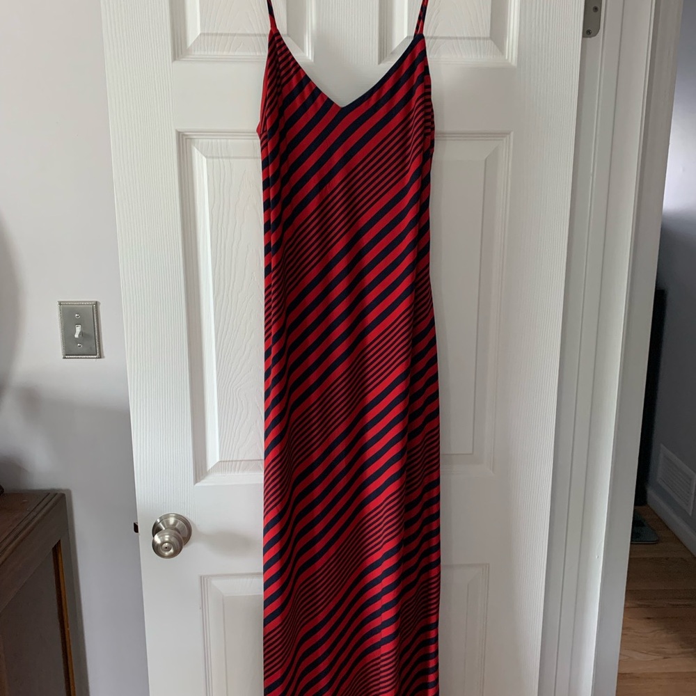 Ralph Lauren Red Maxi Slip Dress with Spaghetti Straps